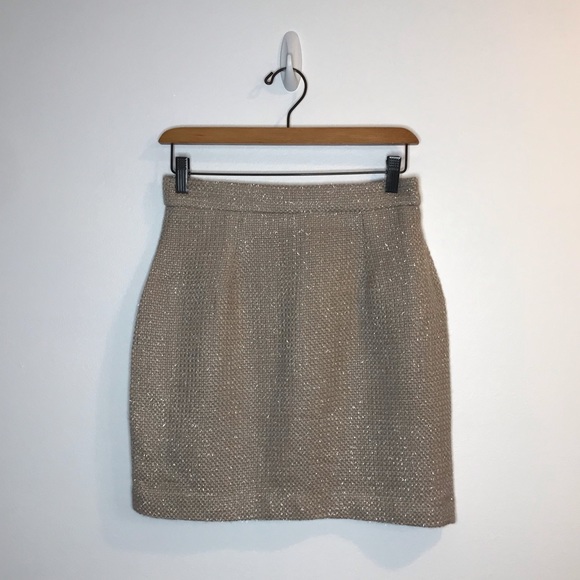 BB Dakota Dresses & Skirts - NEW! BB Dakota Champagne Metallic Tweed Skirt S 4